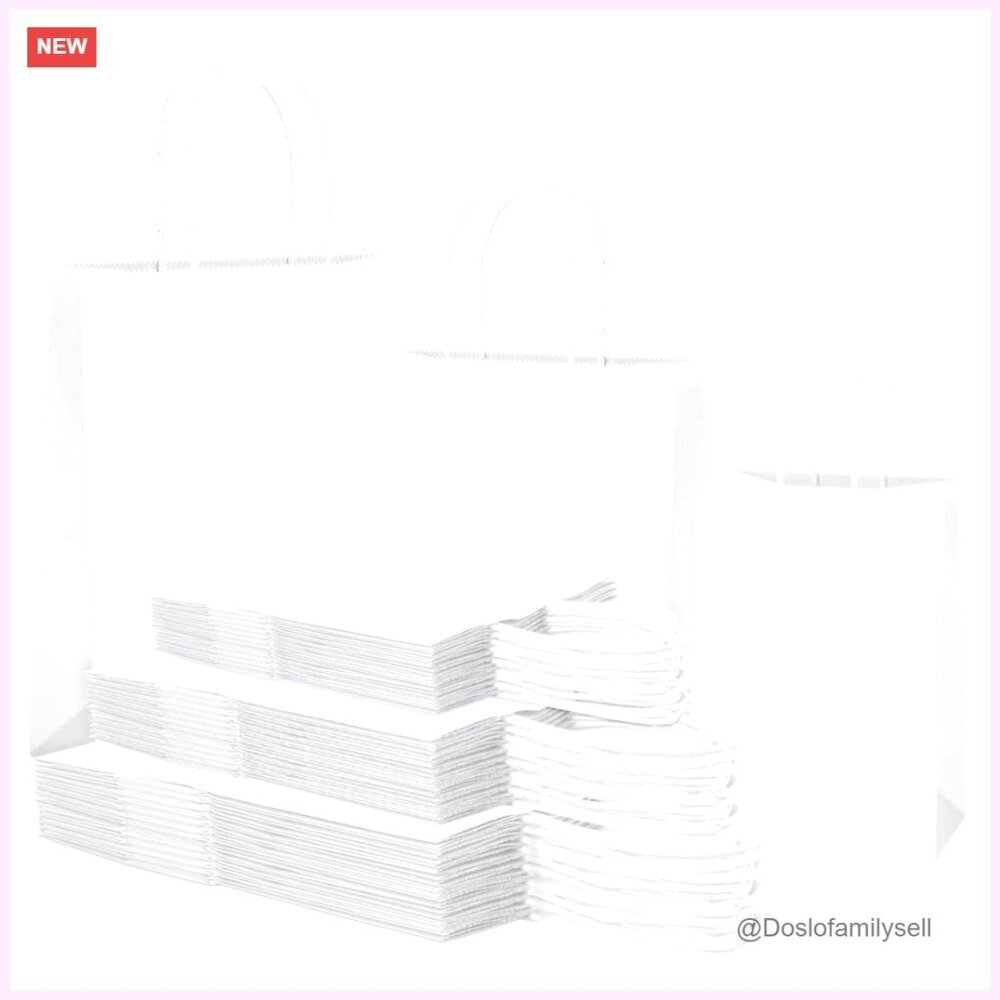 White Paper Gift Bags with Handles, 45 Pcs Assorted Sizes Kraft Paper